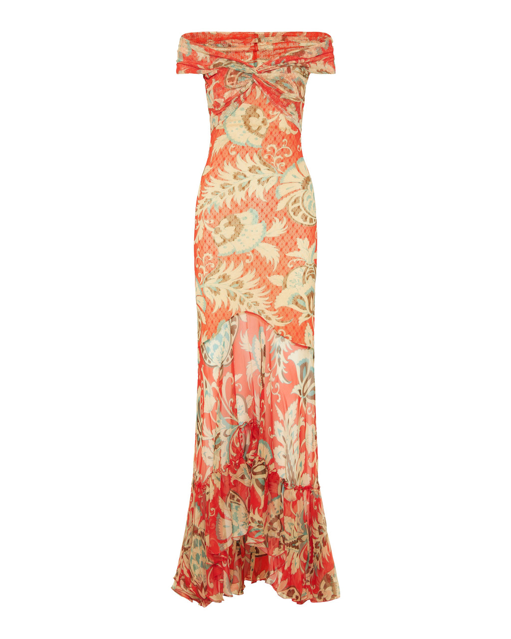 Printed ruffled midi dress
