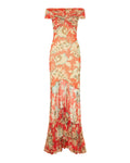 Printed ruffled midi dress