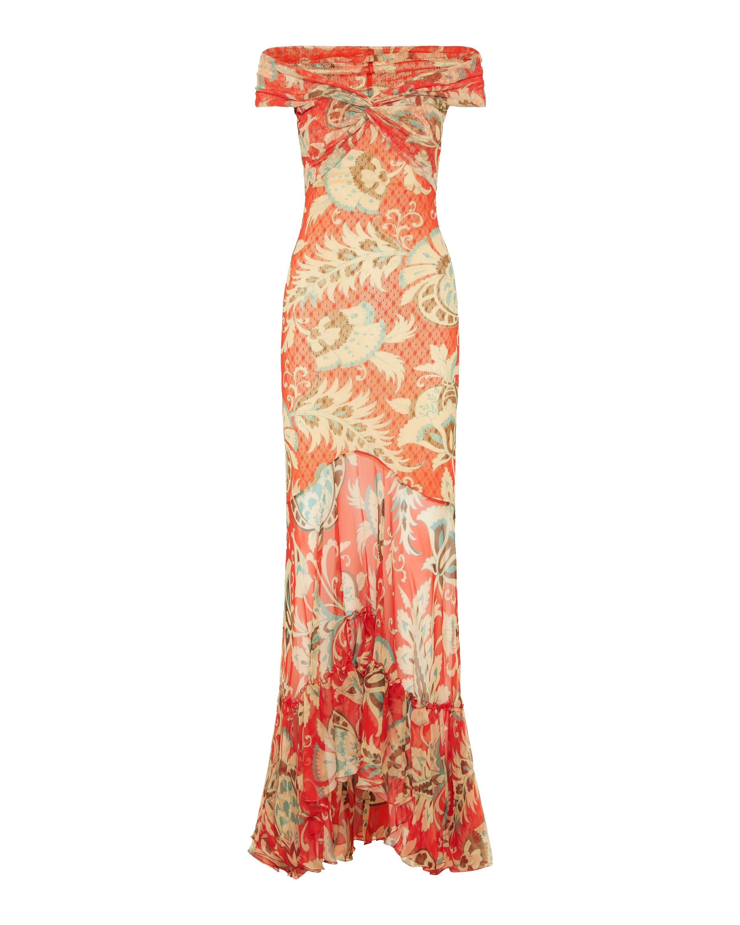 Printed ruffled midi dress