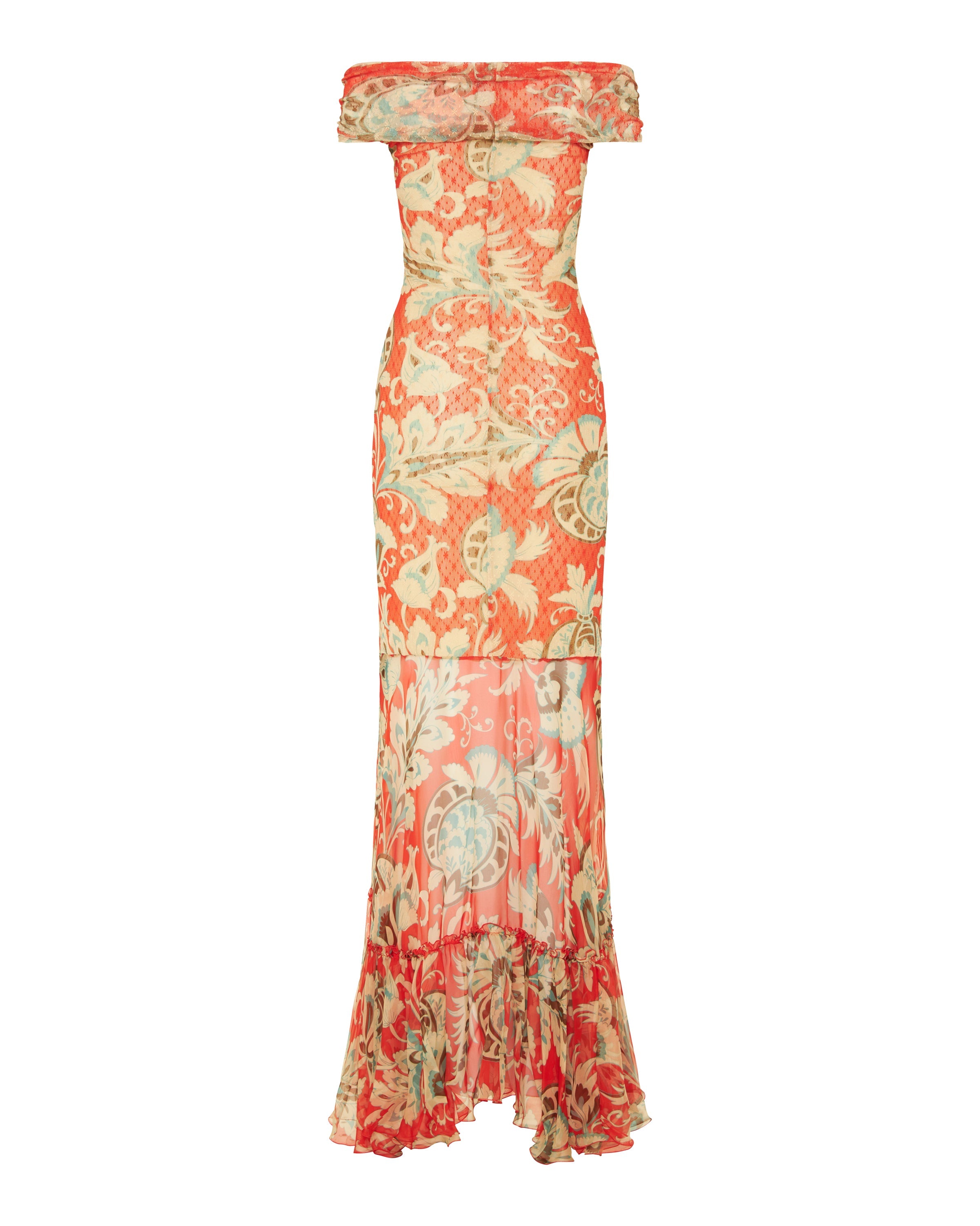 Printed ruffled midi dress