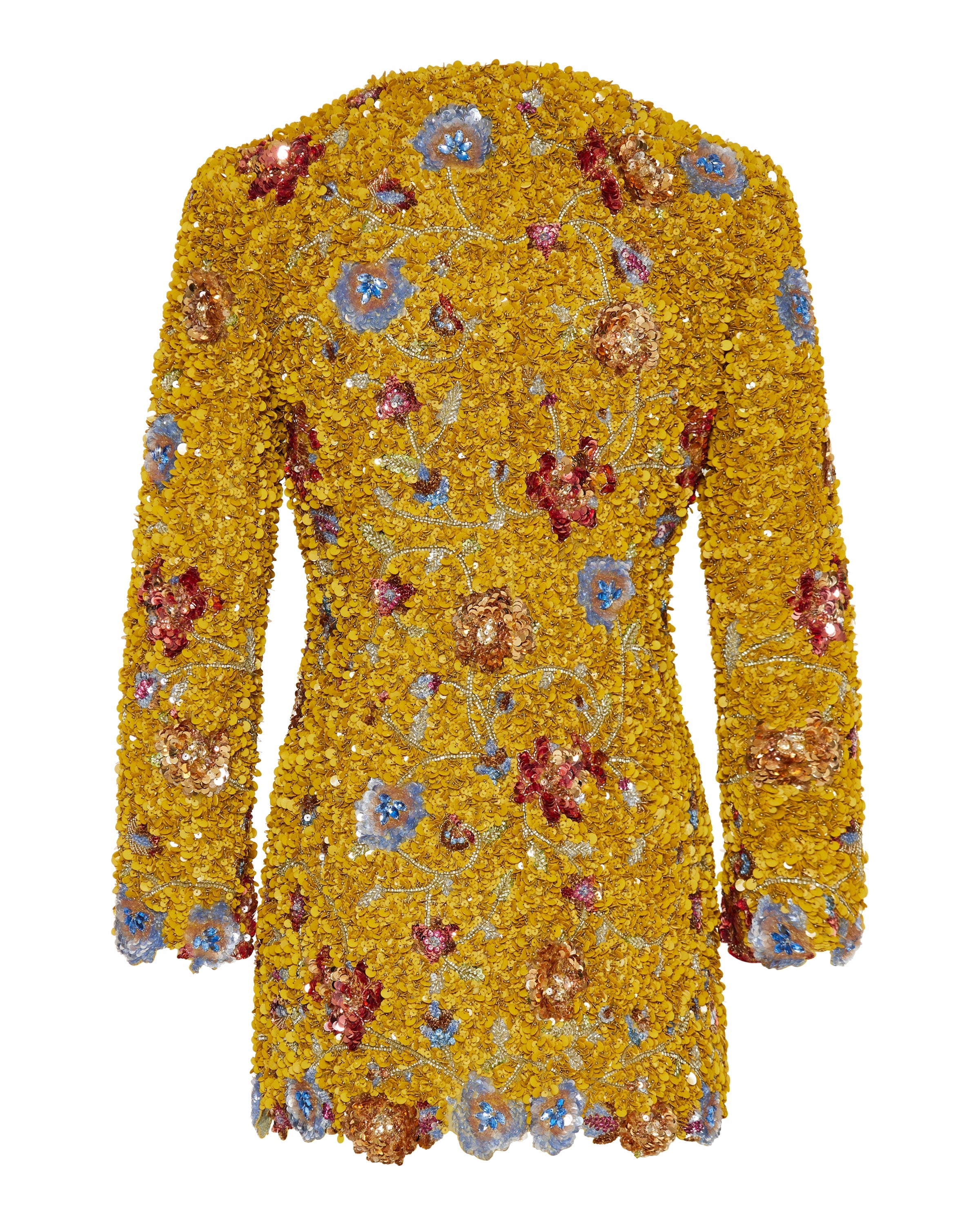 Embroidered sequin mini dress