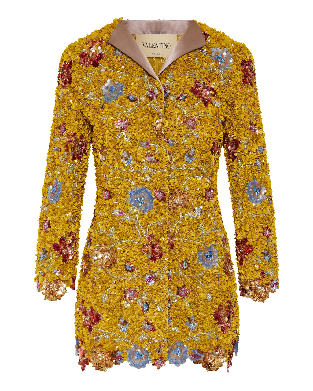 Embroidered sequin mini dress
