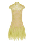 Lace flounced mini dress