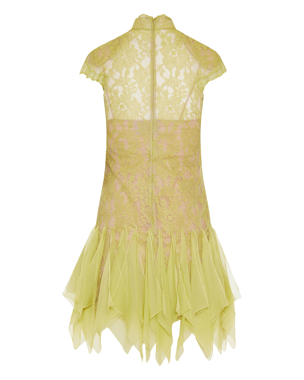 Lace flounced mini dress
