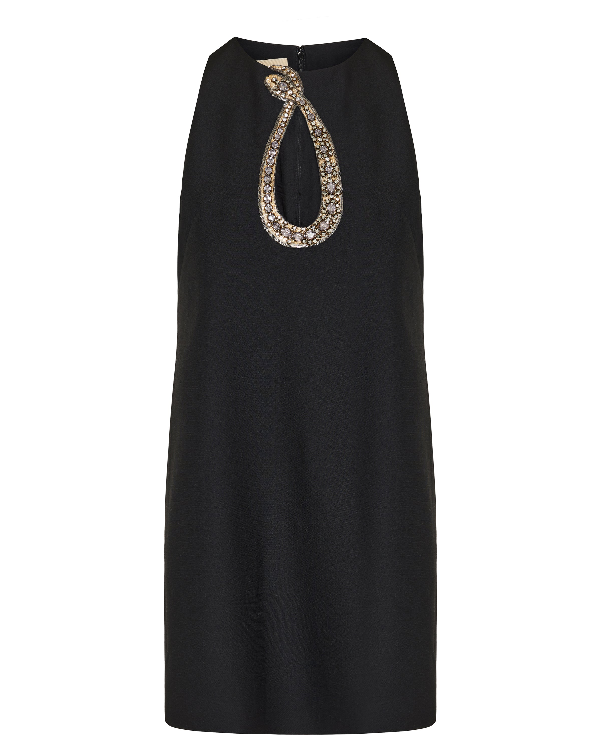 Embellished crepe snake mini dress