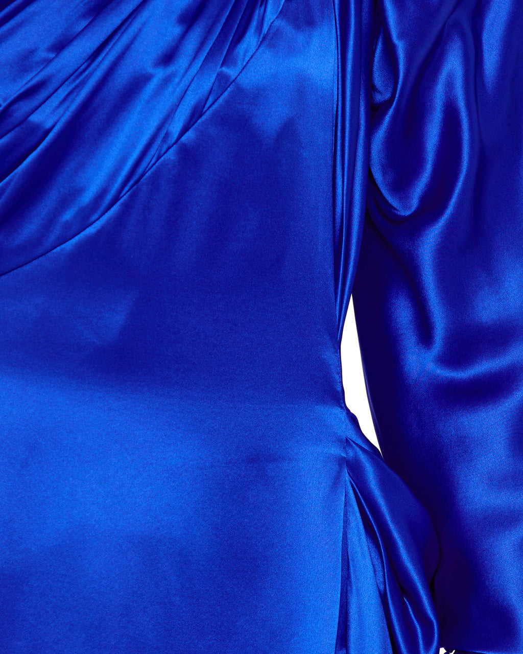 Silk satin one-shoulder gown