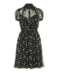 Rose and polka dot chiffon dress