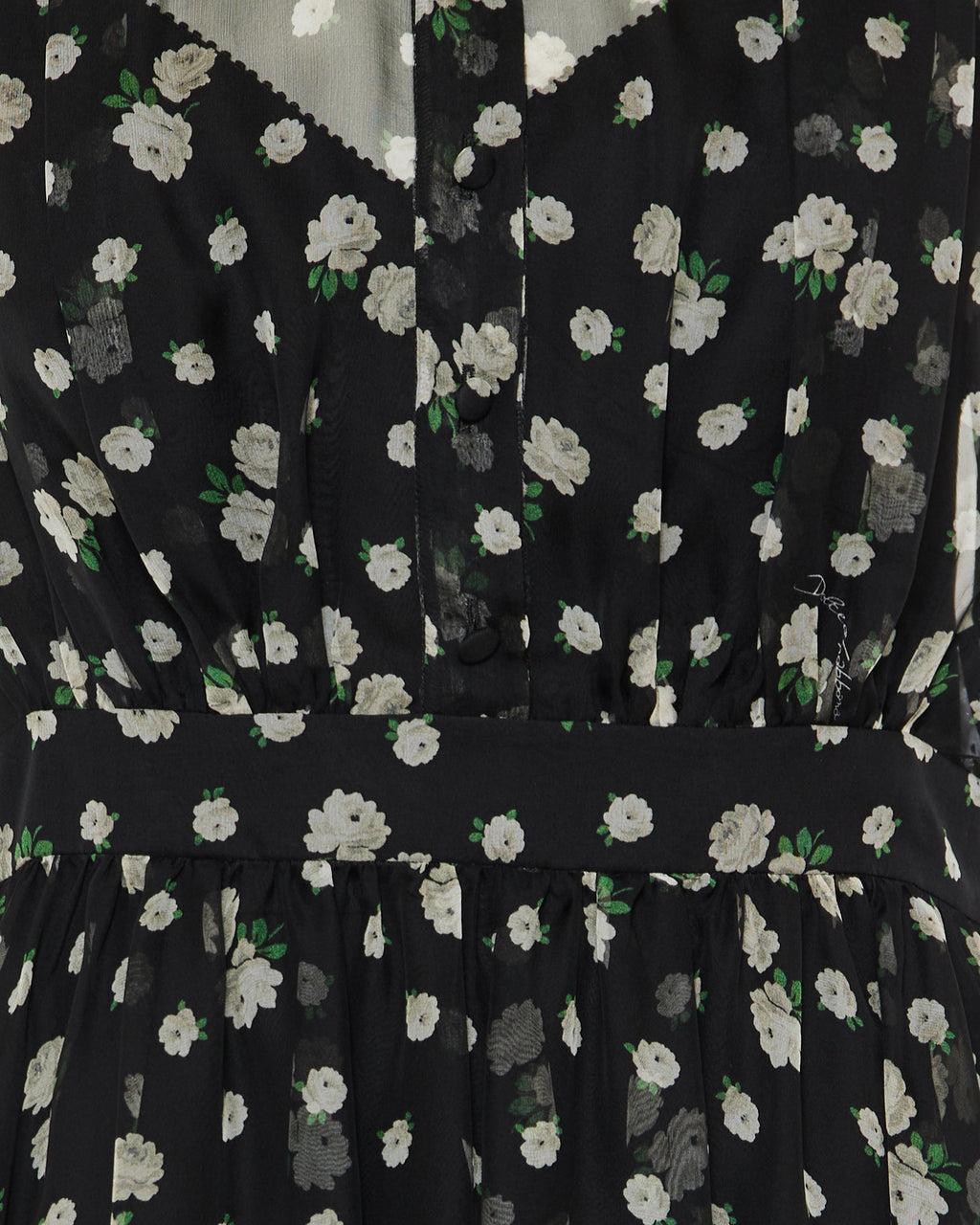 Rose and polka dot chiffon dress