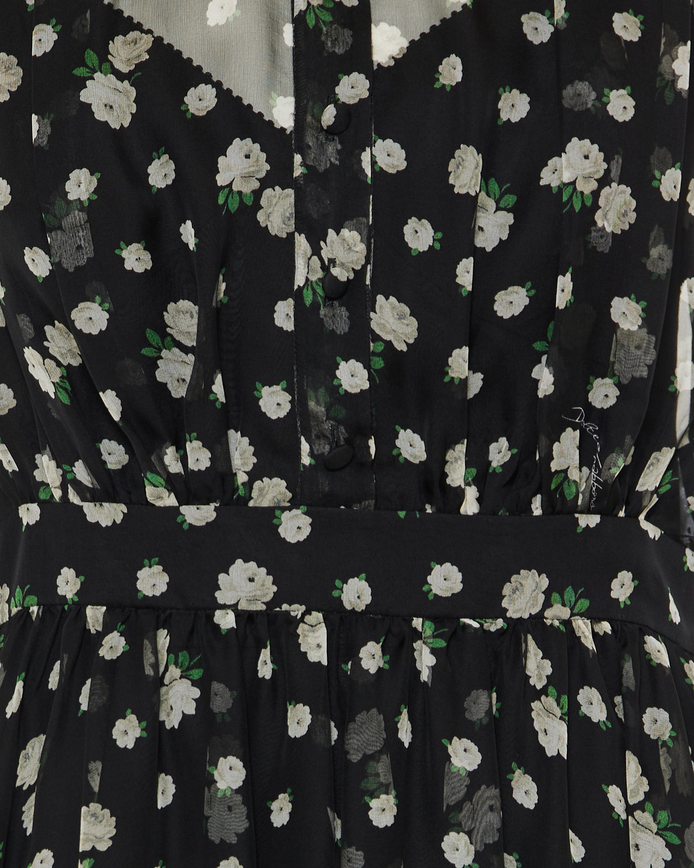 Rose and polka dot chiffon dress