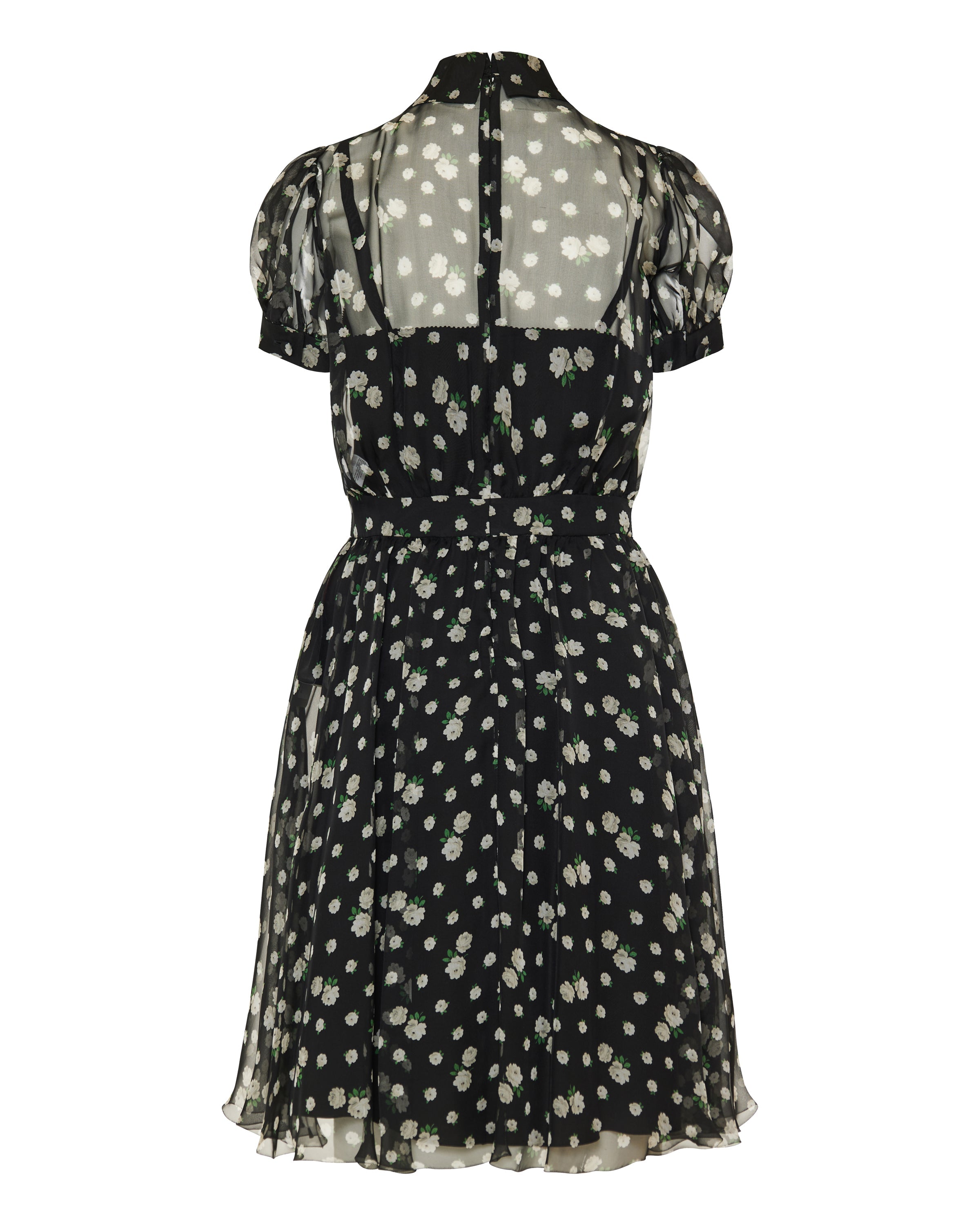 Rose and polka dot chiffon dress