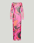Orchidee mesh maxi dress