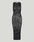 Marmo jacquard fitted long dress