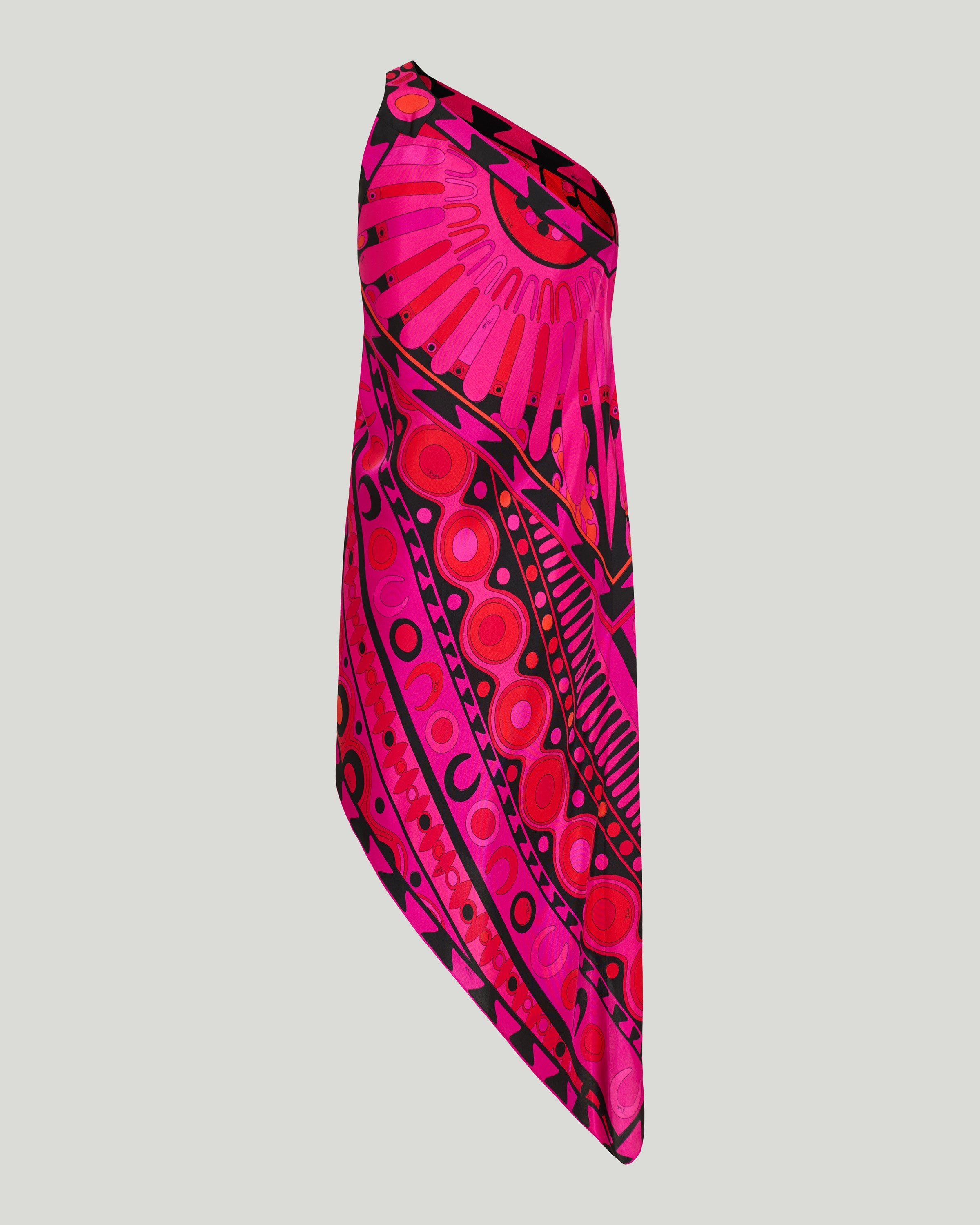 Soleil print one-shoulder dress