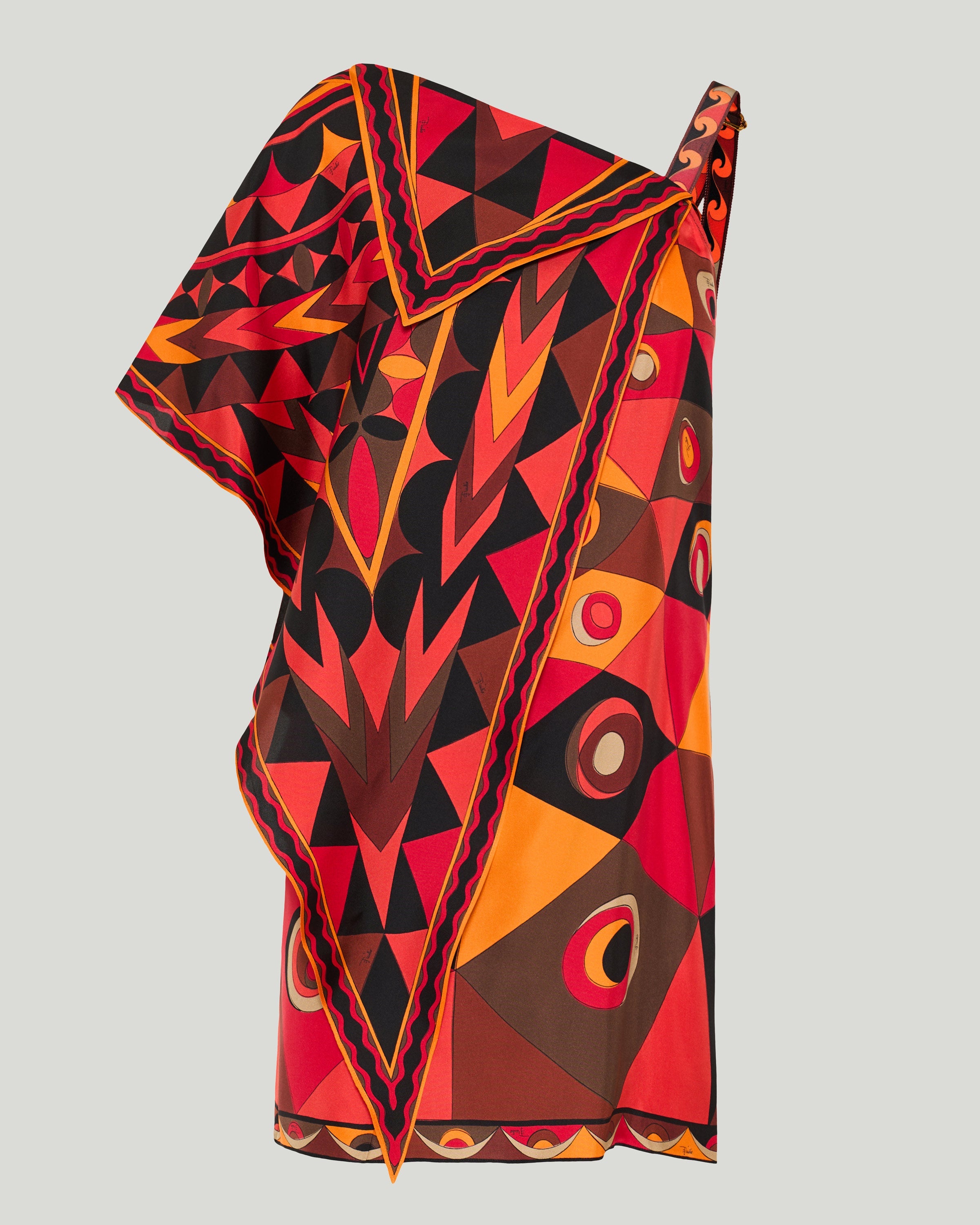 Occhi print asymmetrical foulard dress