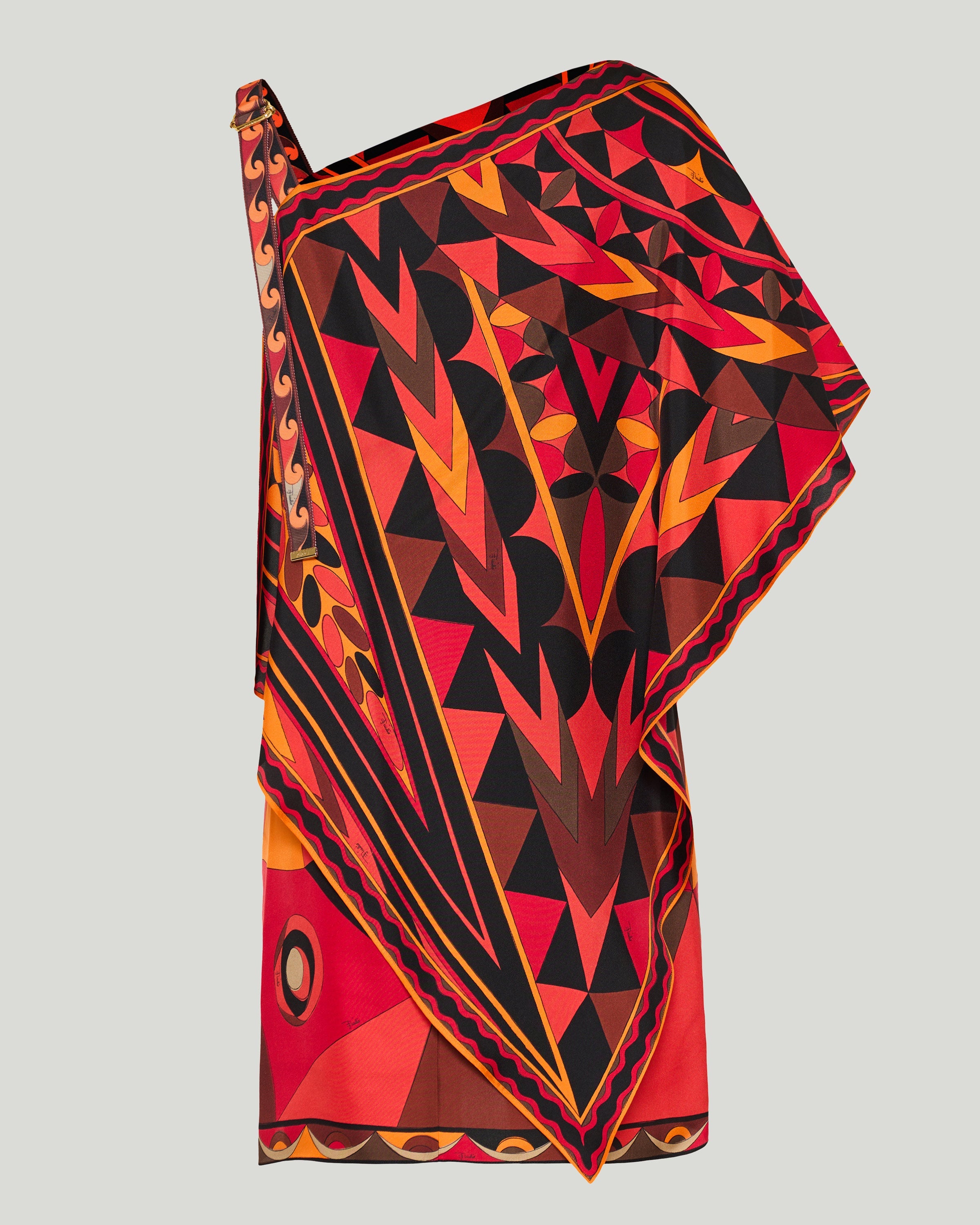 Occhi print asymmetrical foulard dress