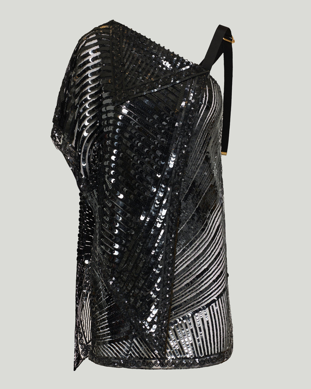 Asymmetrical embroidered foulard dress