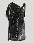 Asymmetrical embroidered foulard dress
