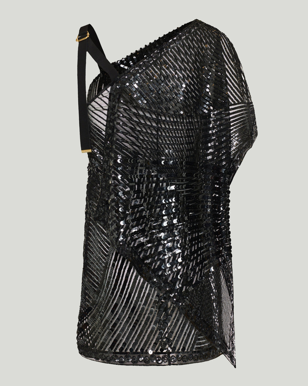 Asymmetrical embroidered foulard dress