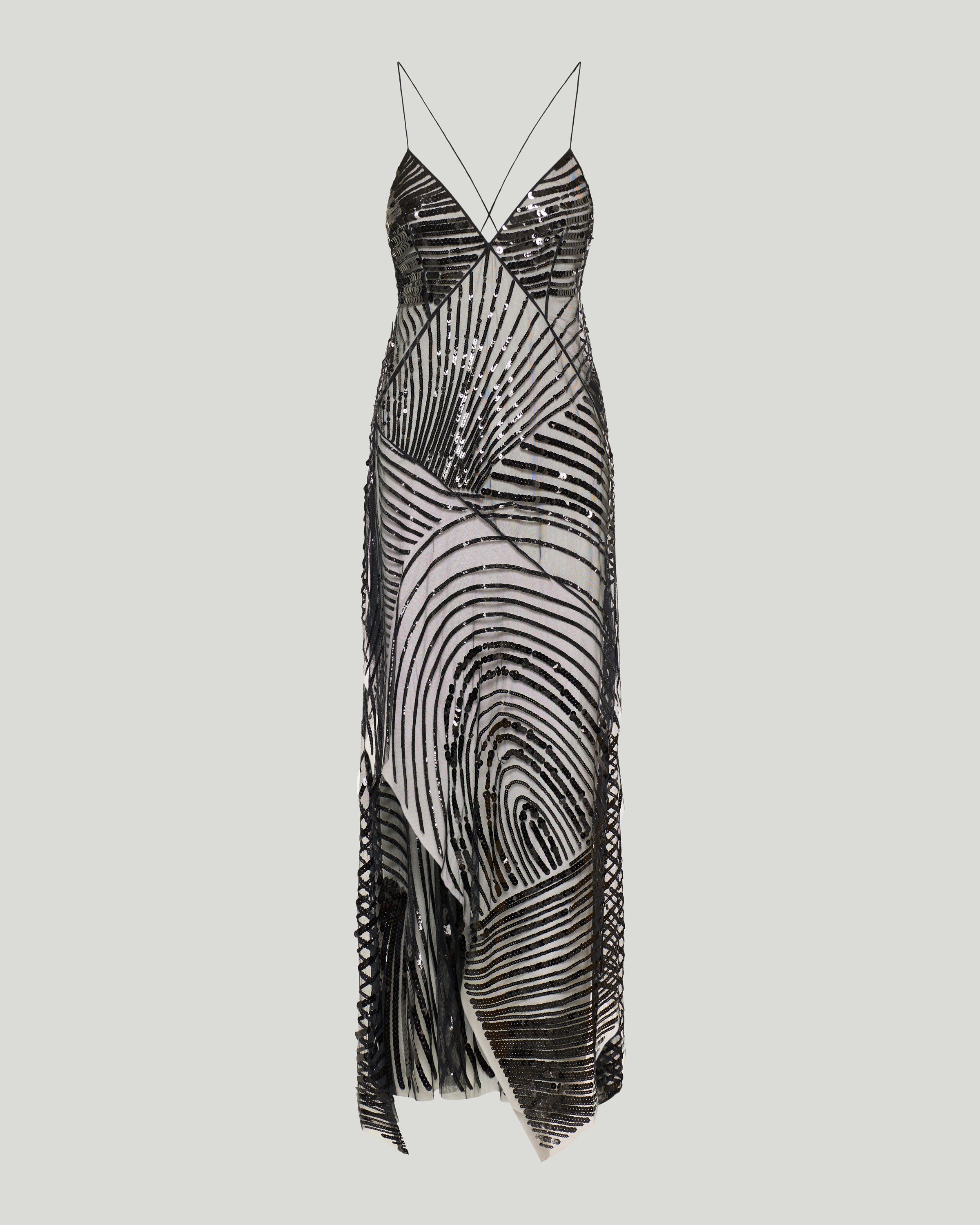 Embroidered tulle long dress