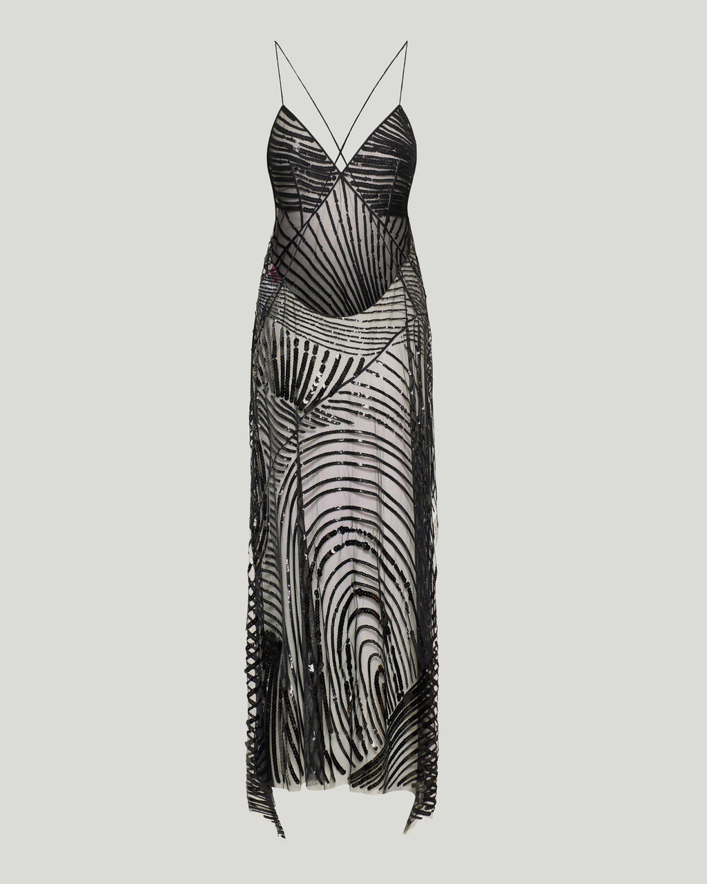 Embroidered tulle long dress