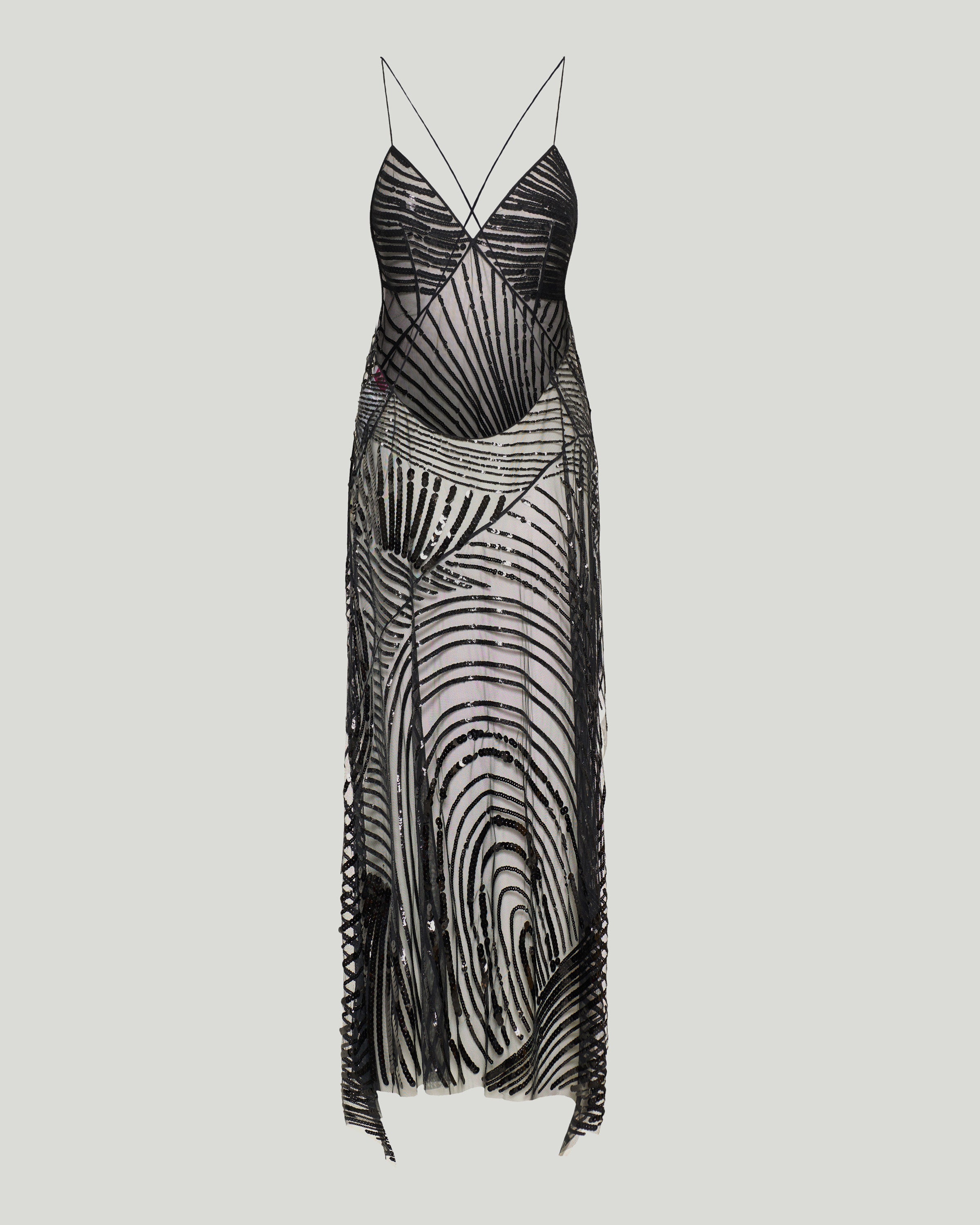 Embroidered tulle long dress