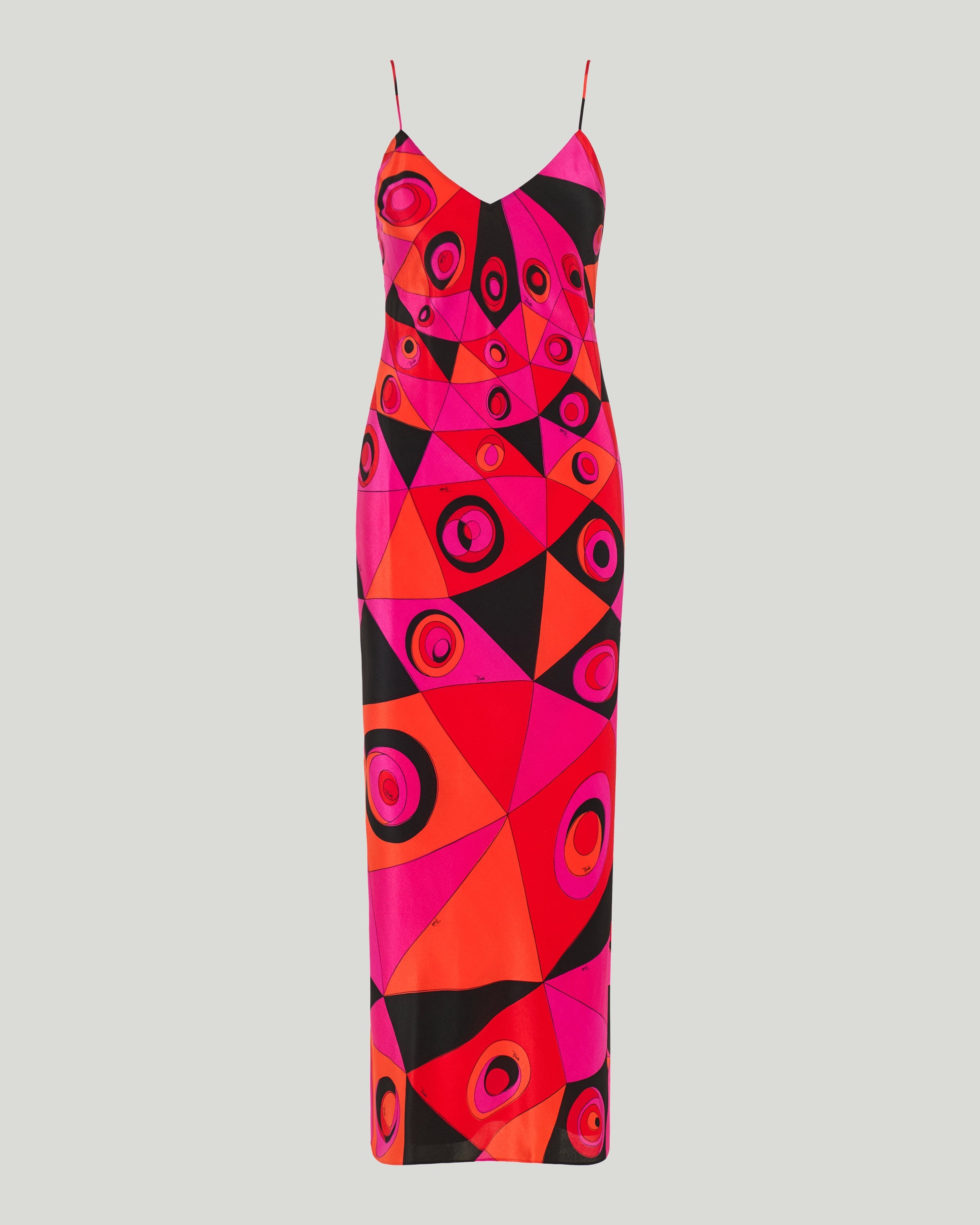 Occhi print silk long dress