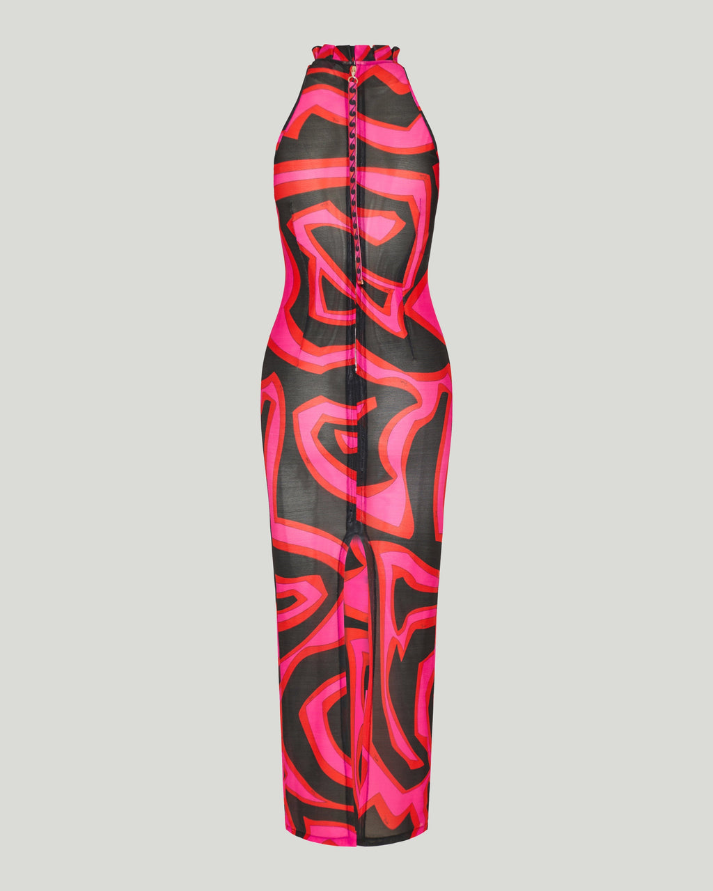 Labirinto print long fitted dress