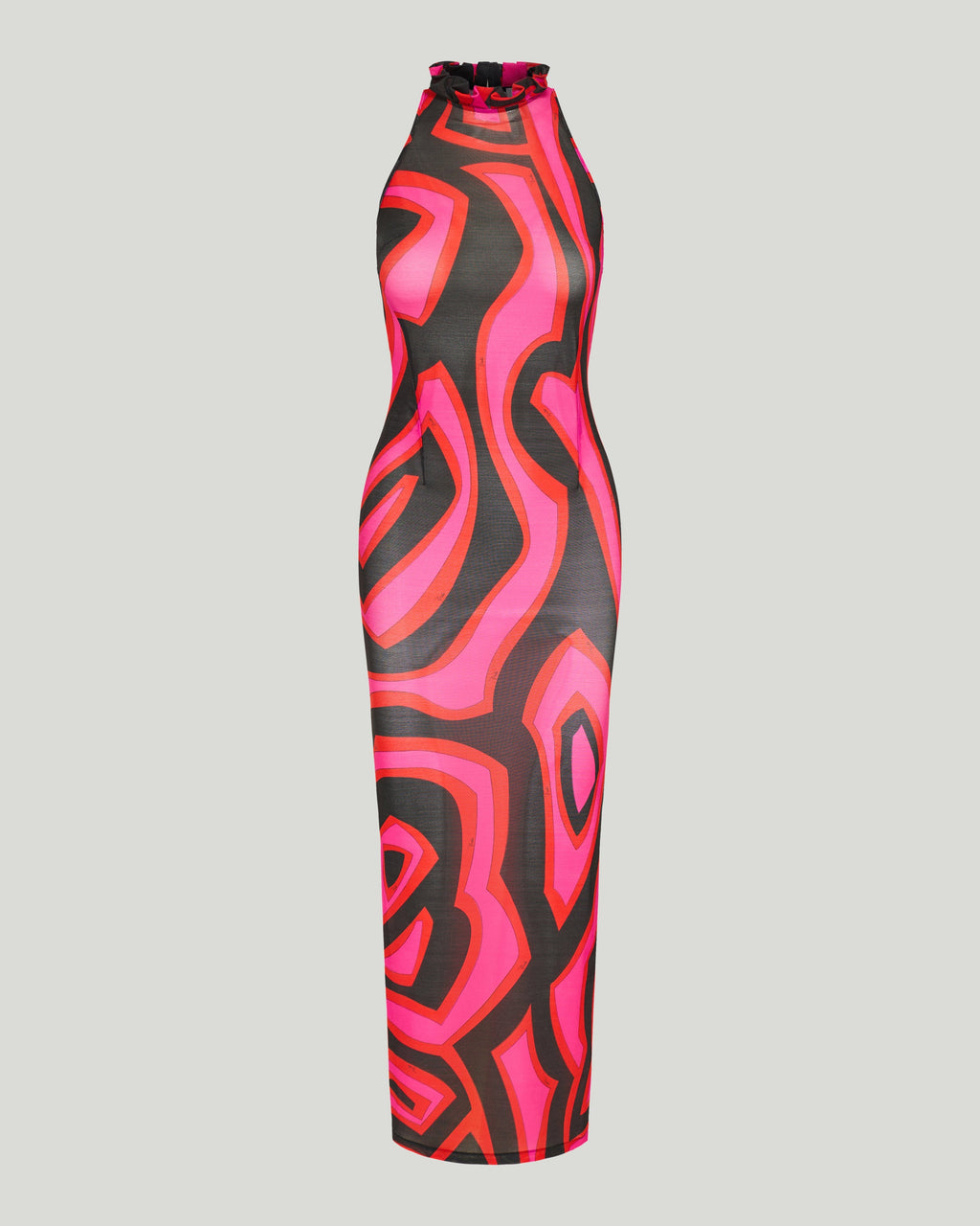Labirinto print long fitted dress