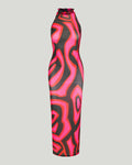 Labirinto print long fitted dress