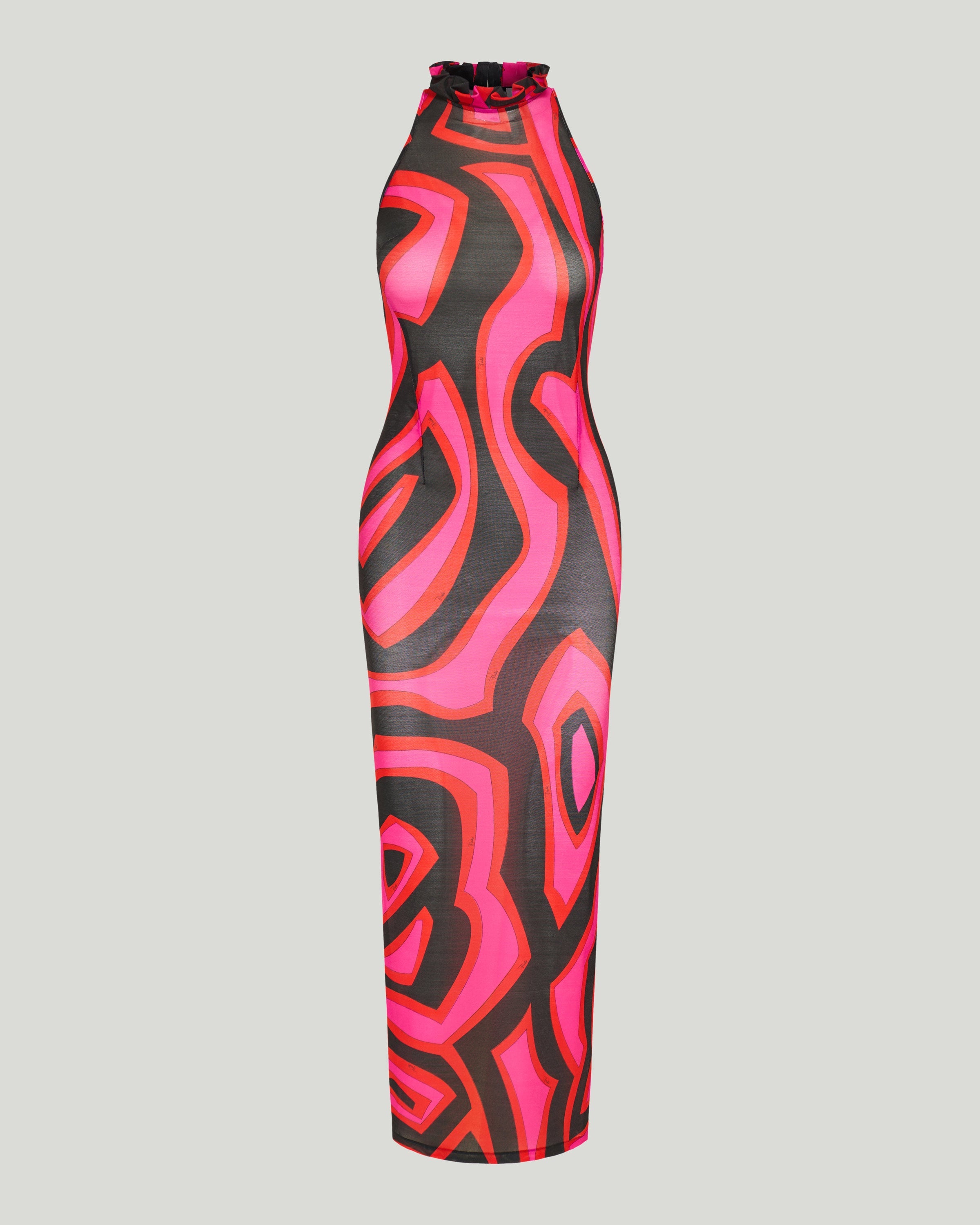 Labirinto print long fitted dress