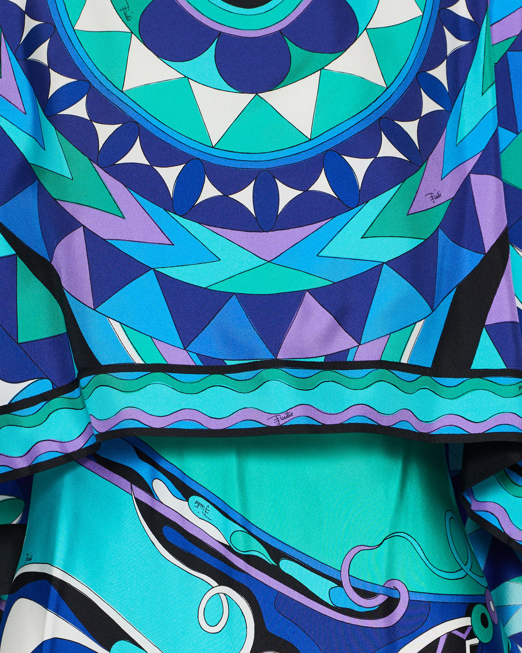 Orchidee print silk dress with cape