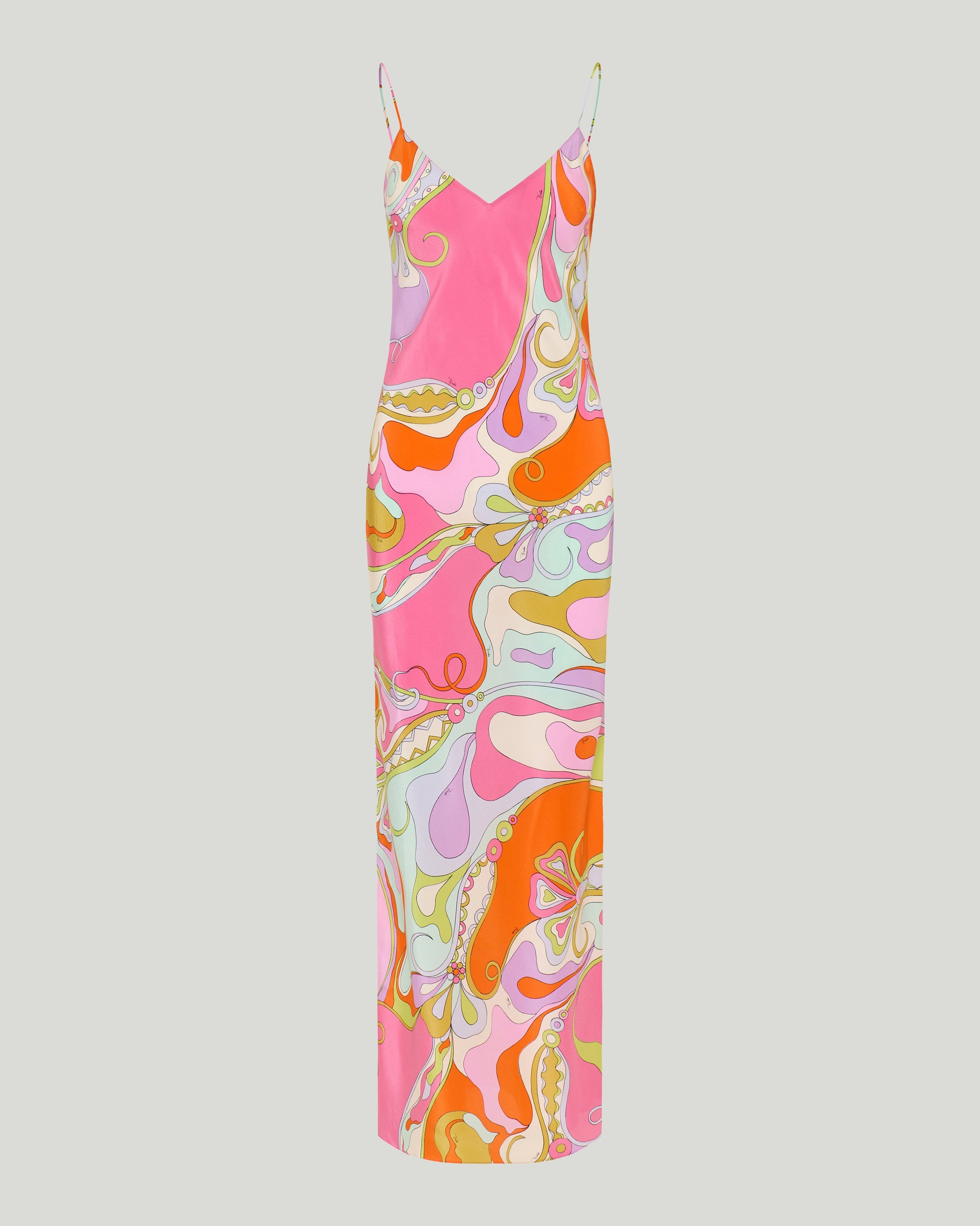 Orchidee print silk dress