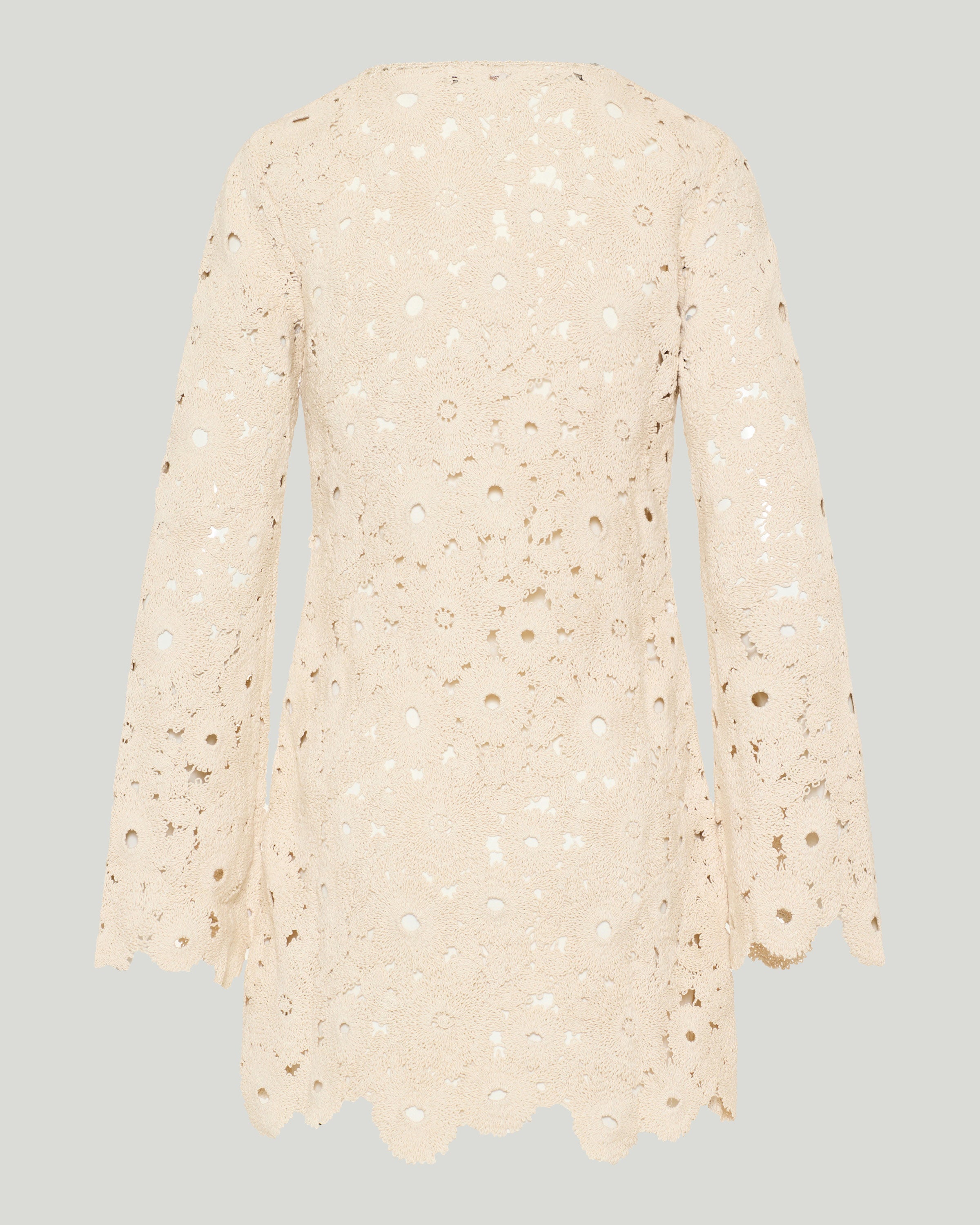 Crochet long-sleeve mini dress
