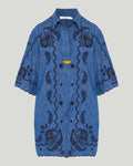 Zimmermann Embroidered cotton chambray mini dress
