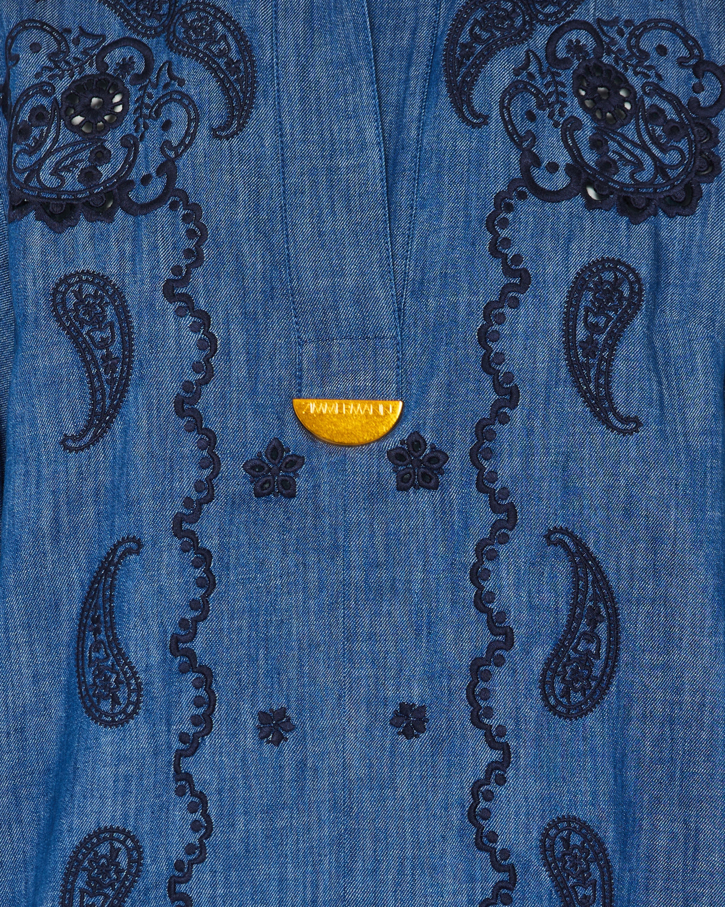 Zimmermann Embroidered cotton chambray mini dress