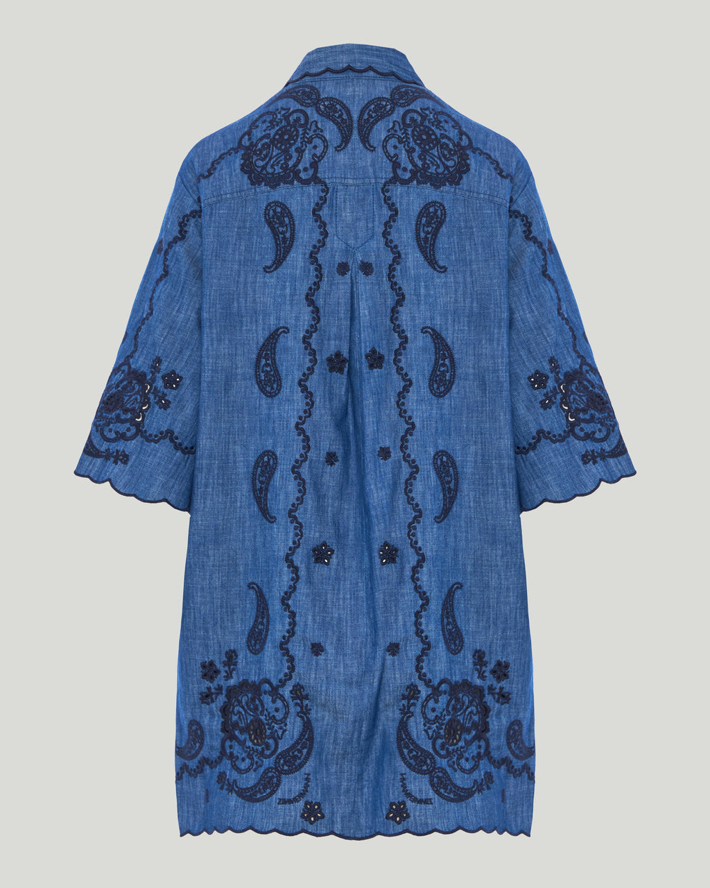 Zimmermann Embroidered cotton chambray mini dress
