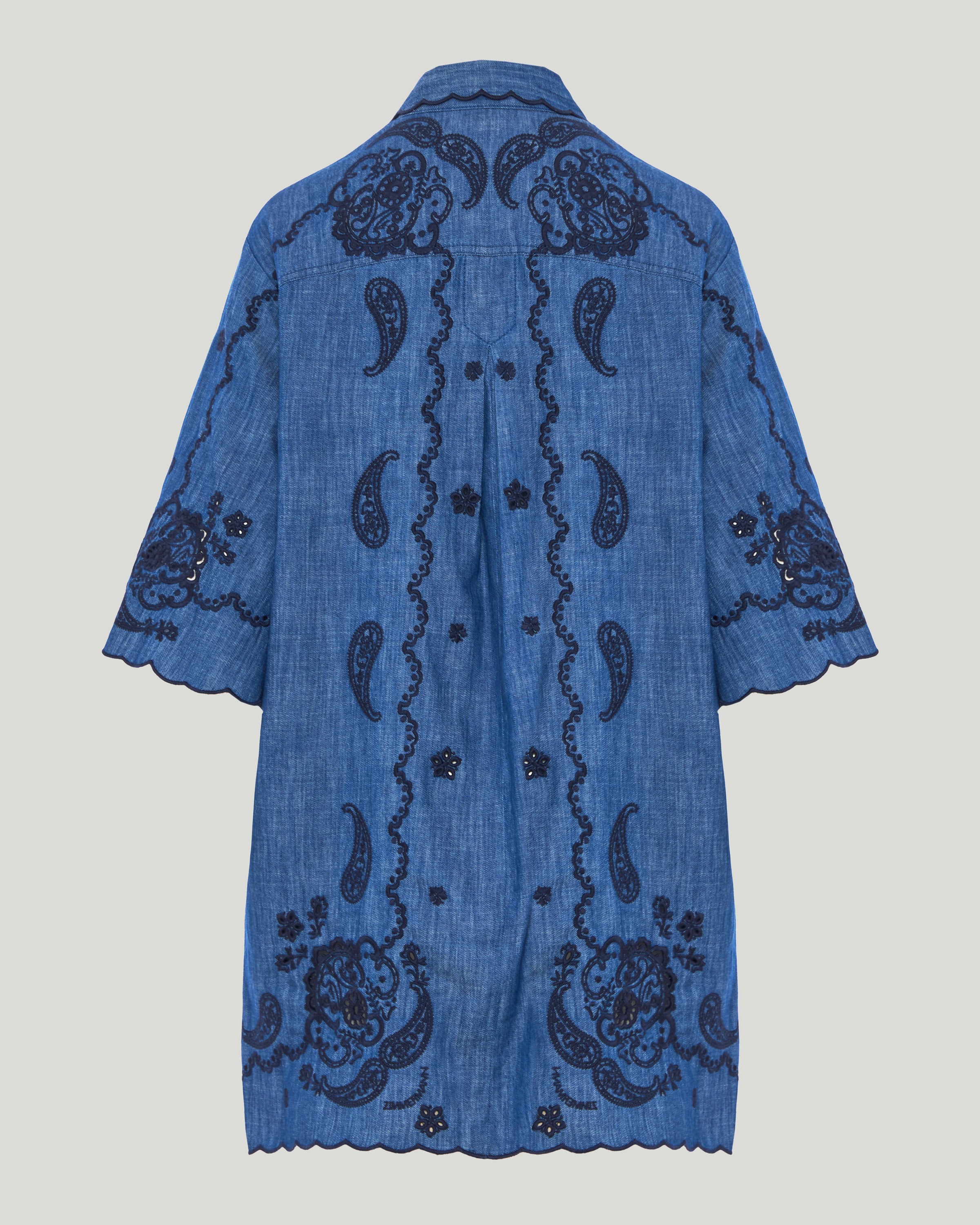 Zimmermann Embroidered cotton chambray mini dress
