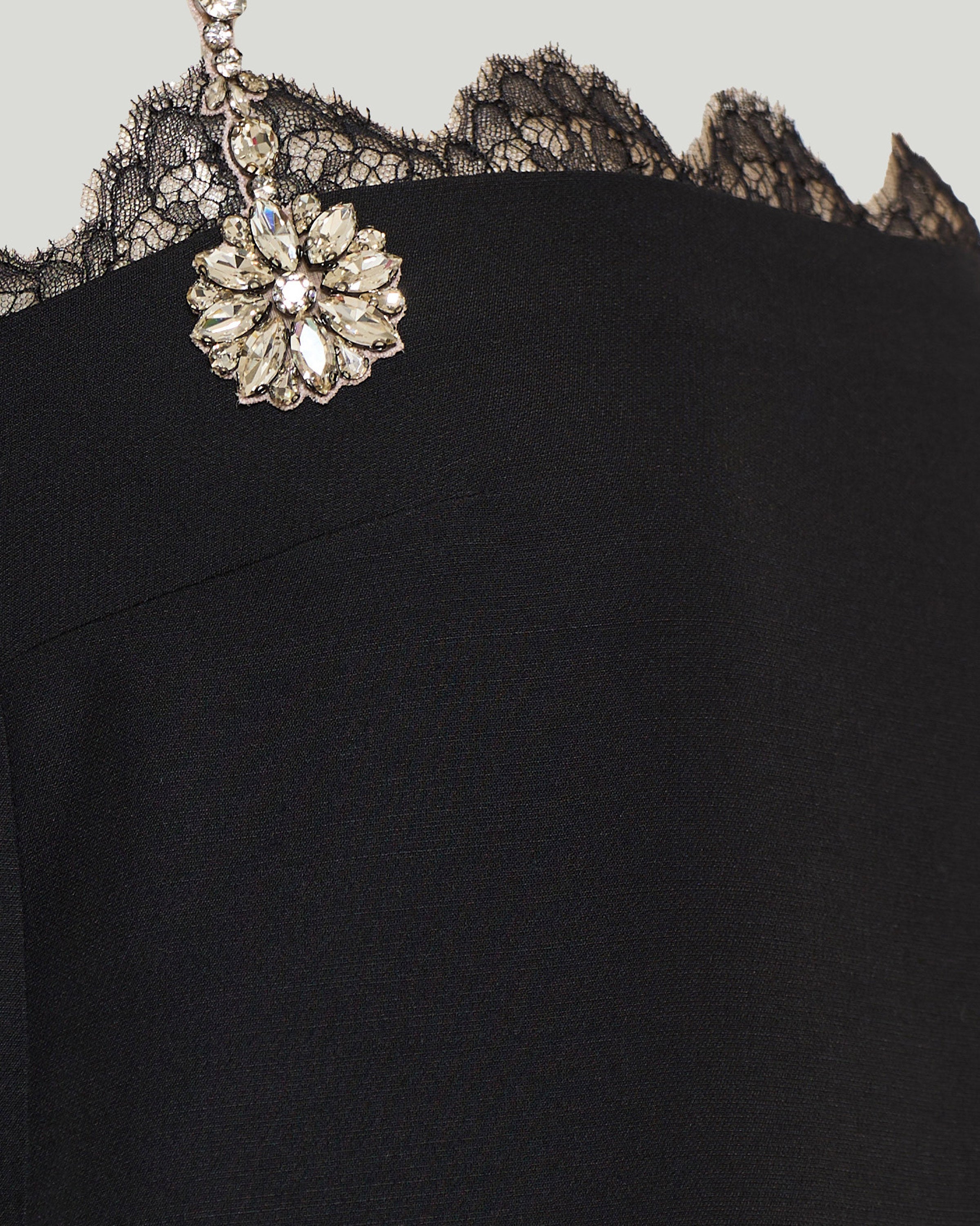 Crystal-embellished crepe mini dress