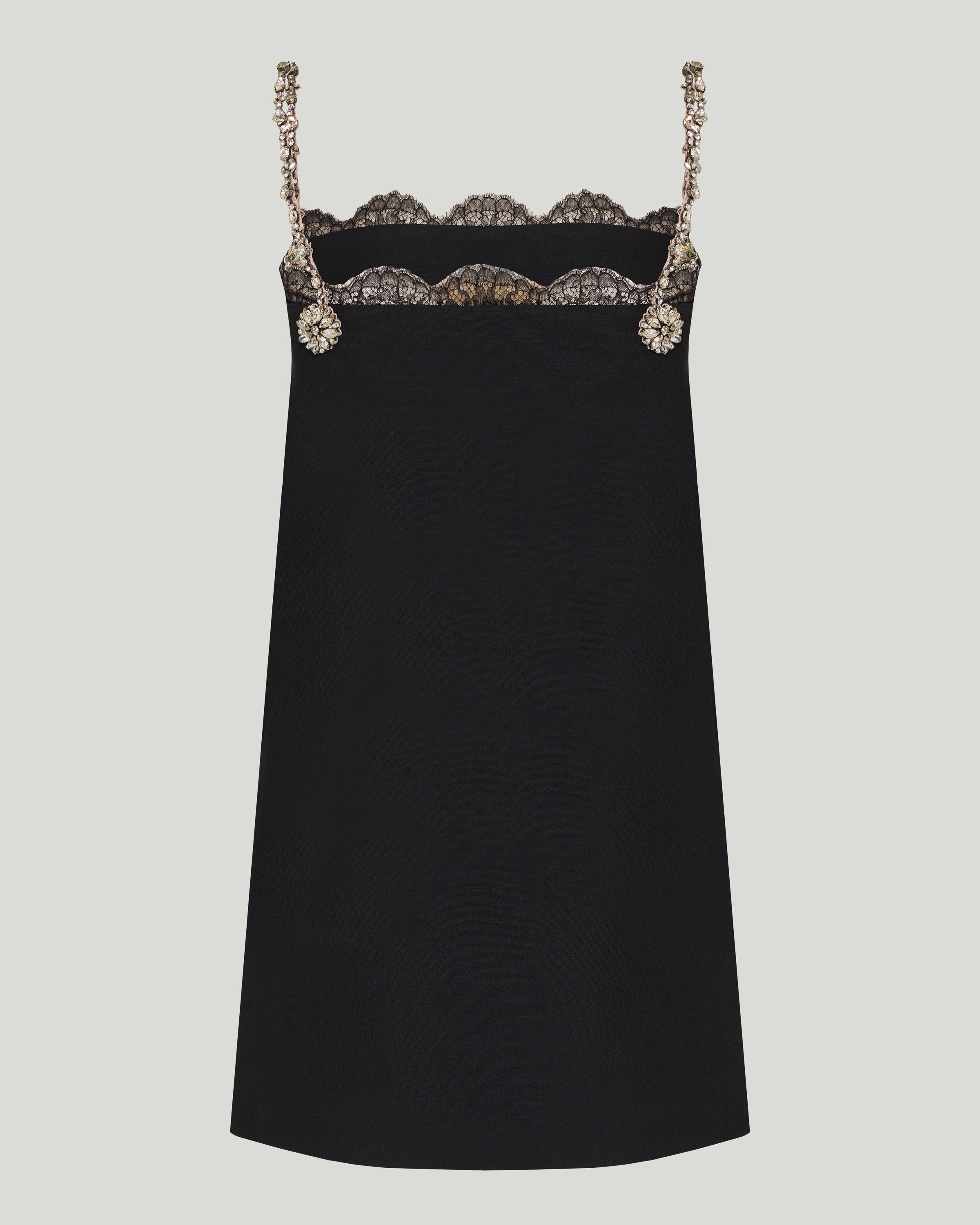 Crystal-embellished crepe mini dress