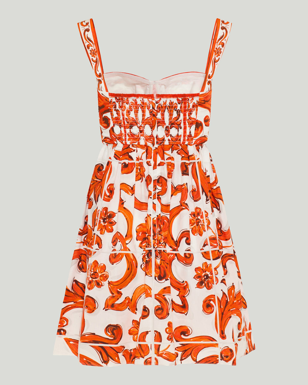 Majolica print poplin short dress