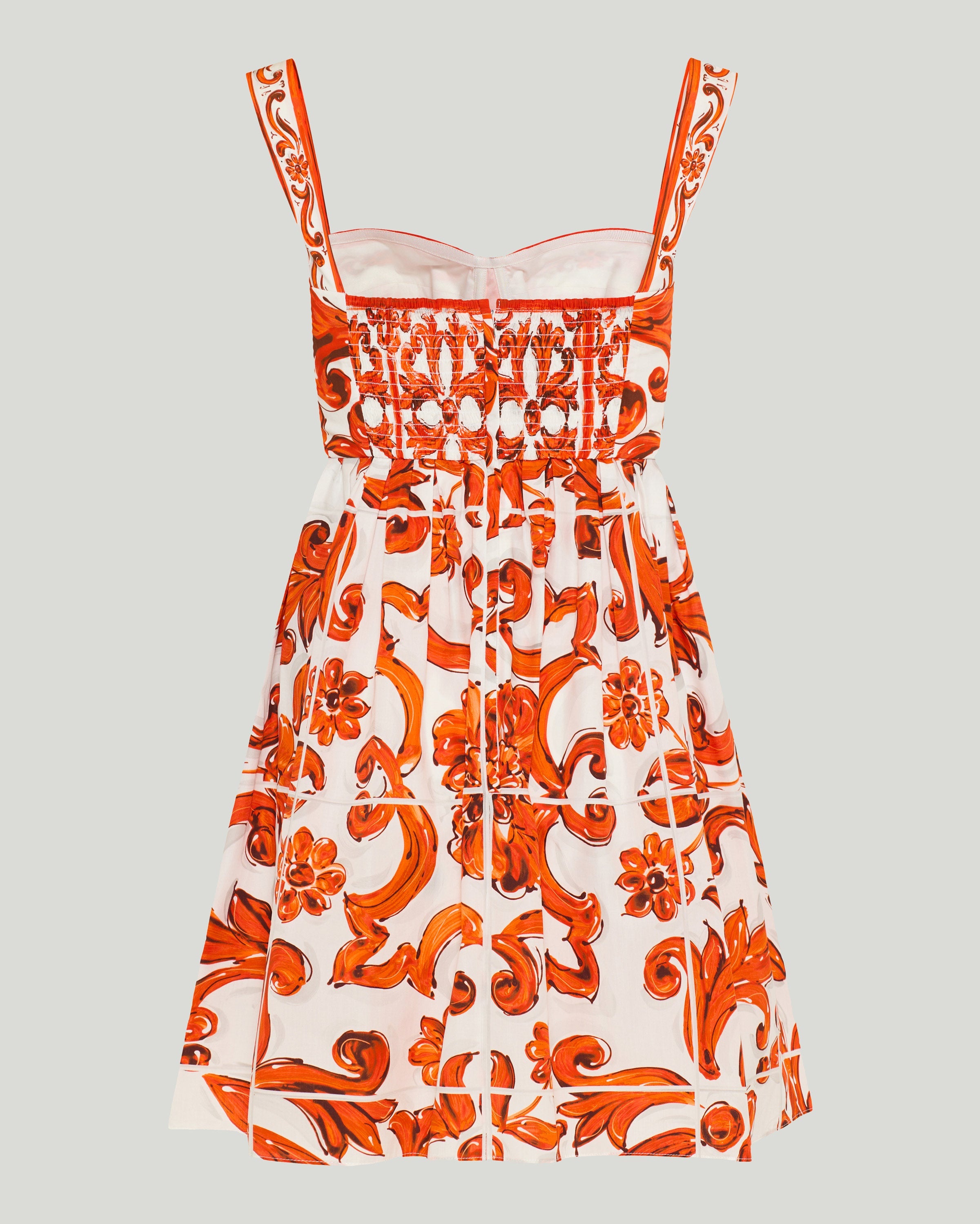 Majolica print poplin short dress