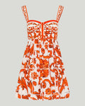Majolica print poplin short dress