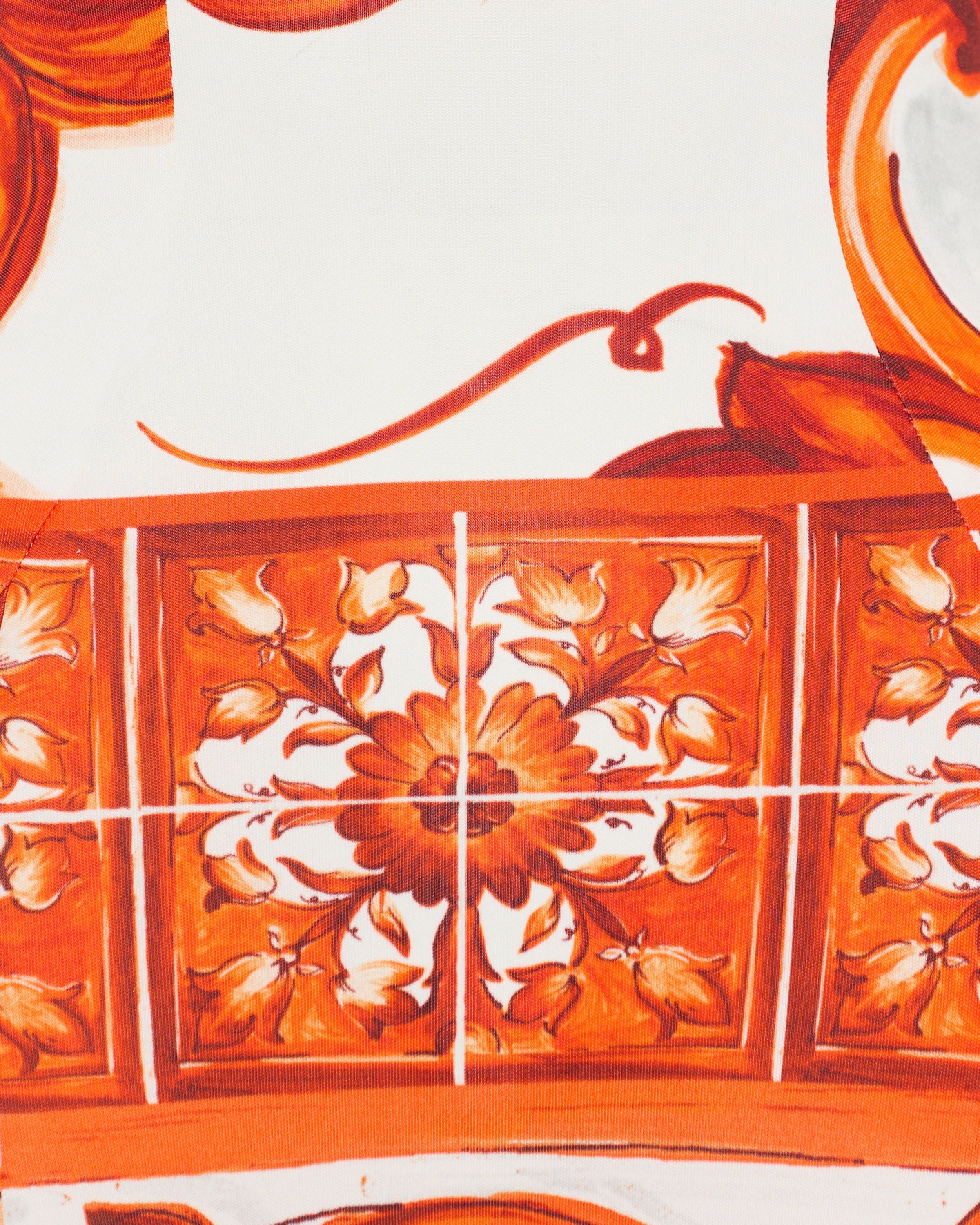 Majolica print long dress