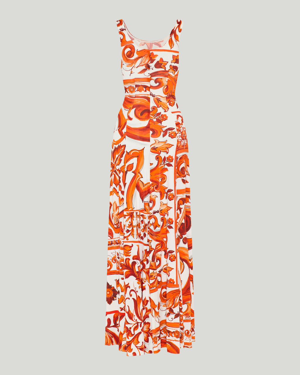Majolica print long dress