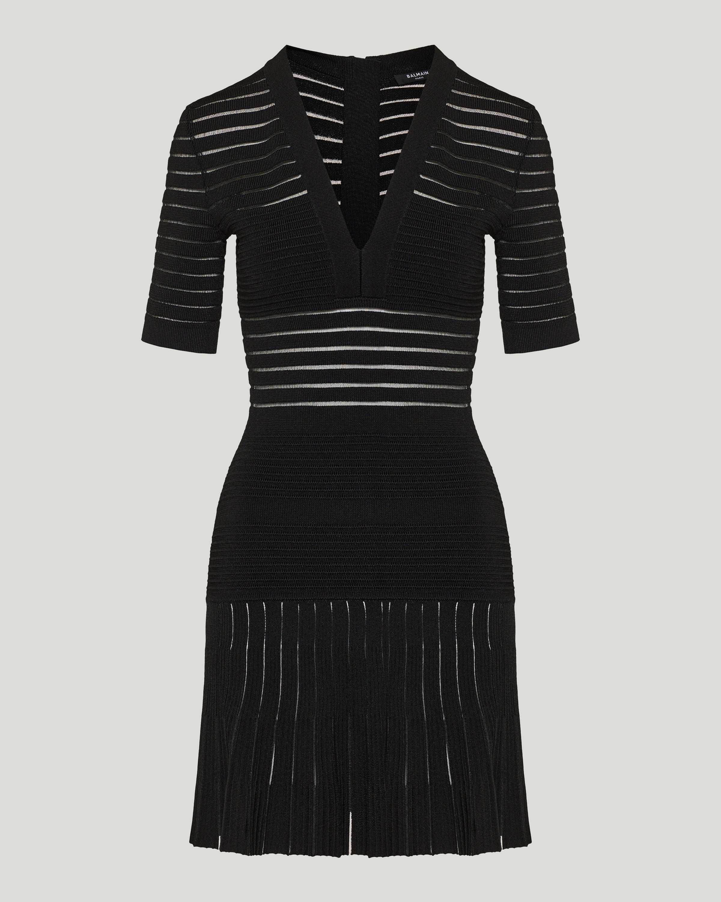Balmain V-neck knit mini dress