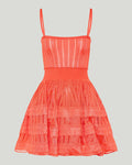 Tiered pointelle-knit mini dress