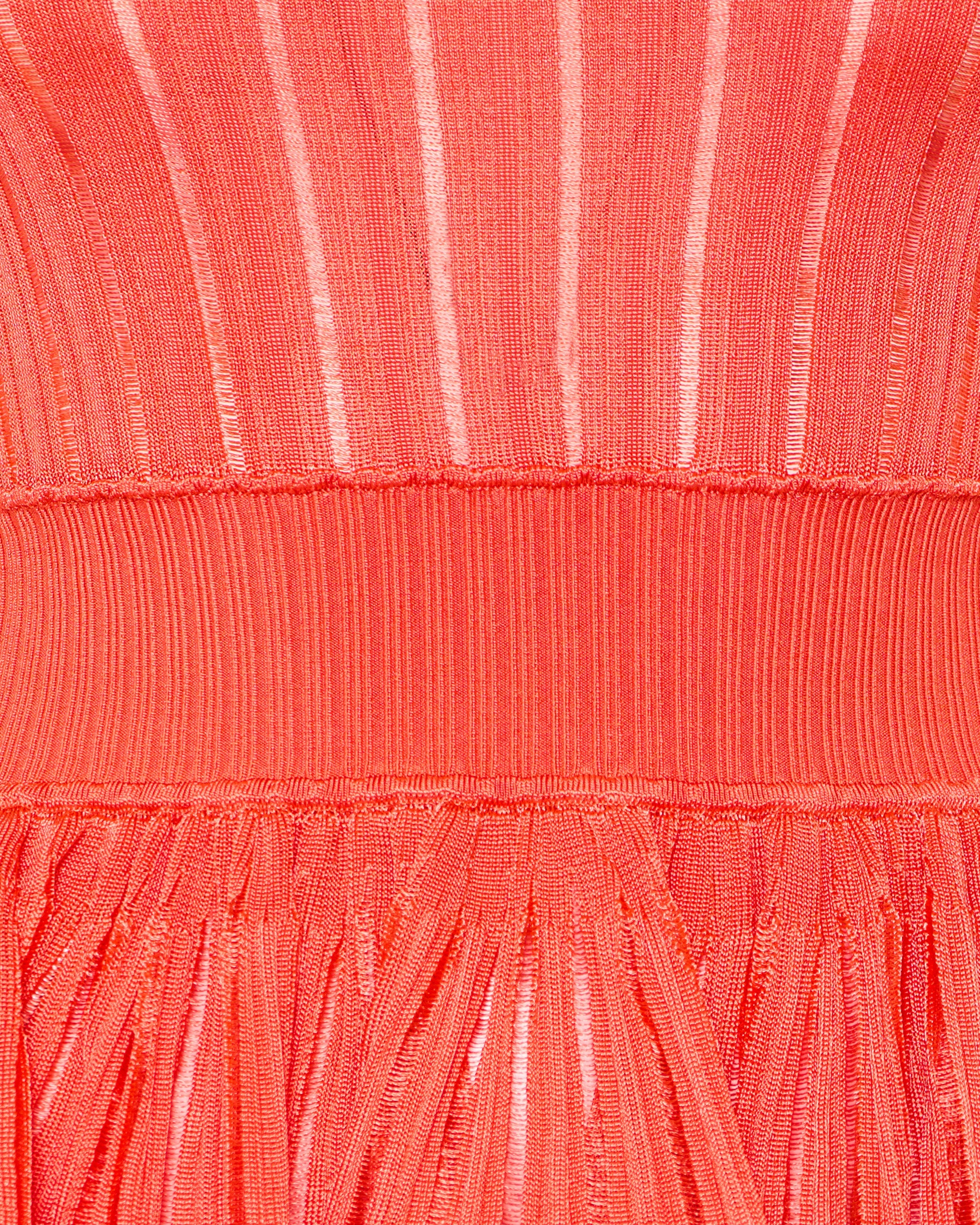 Tiered pointelle-knit mini dress
