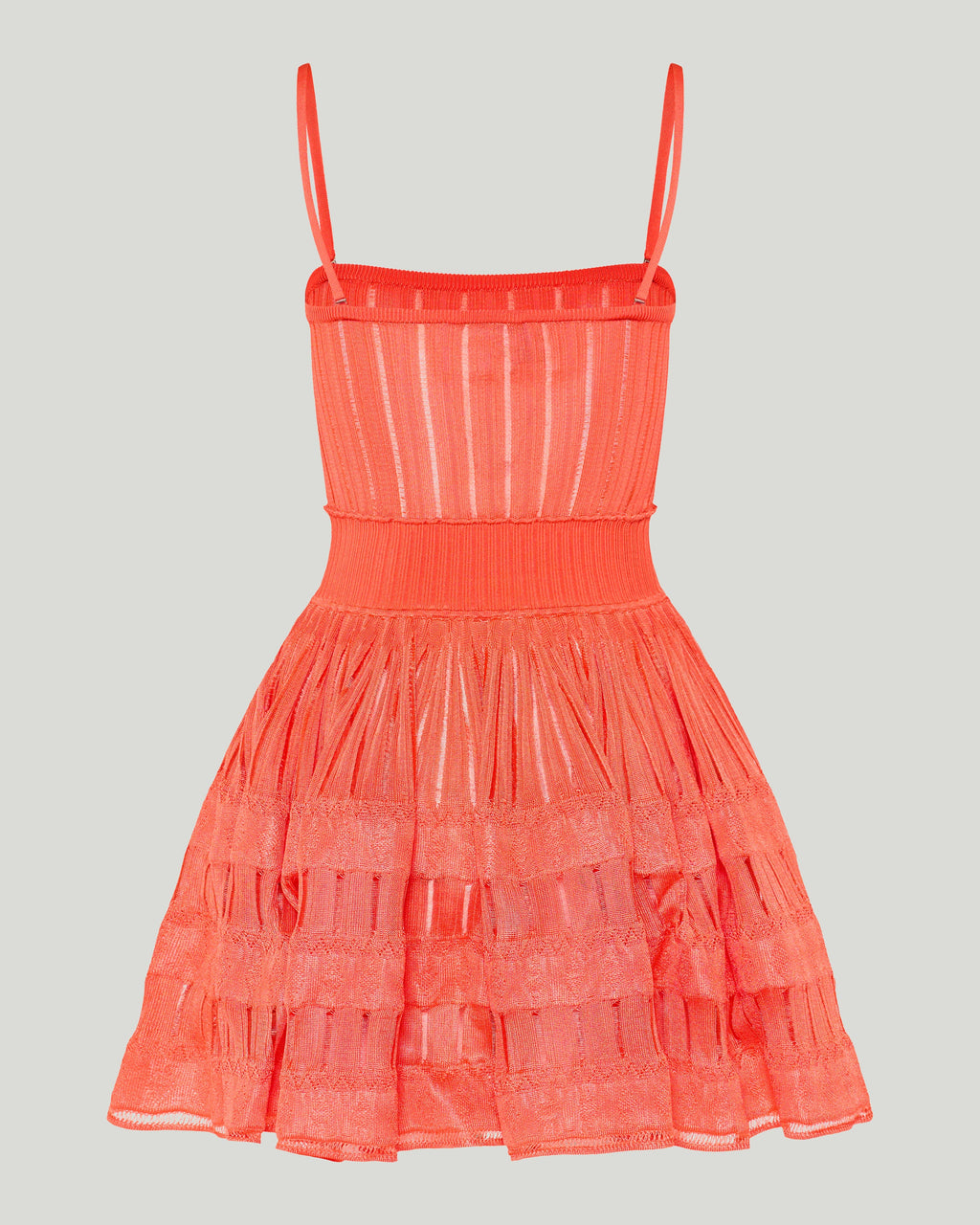 Tiered pointelle-knit mini dress