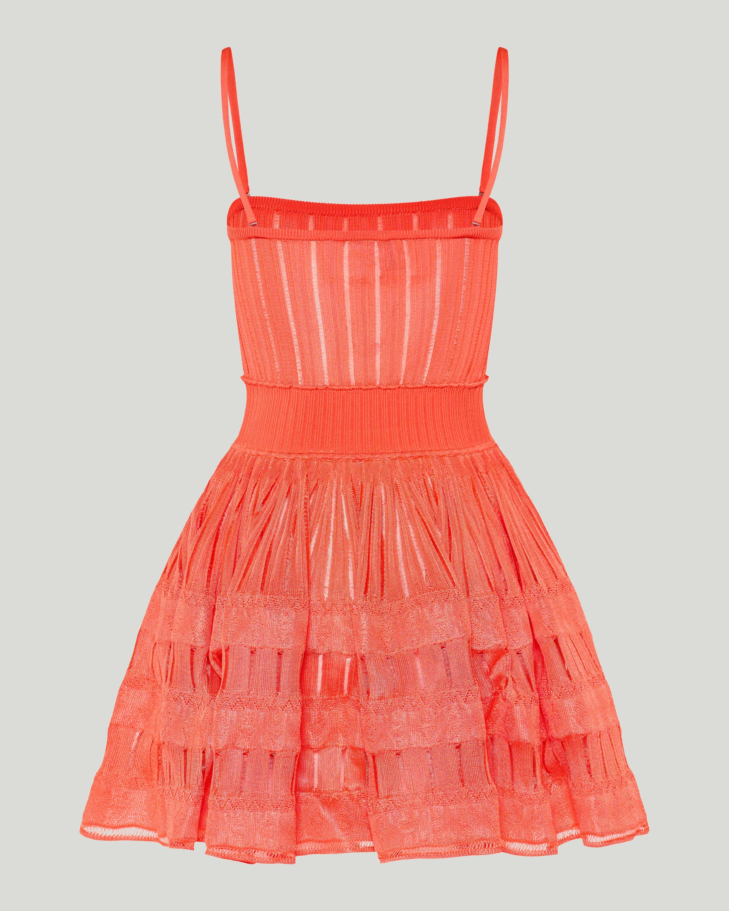 Tiered pointelle-knit mini dress
