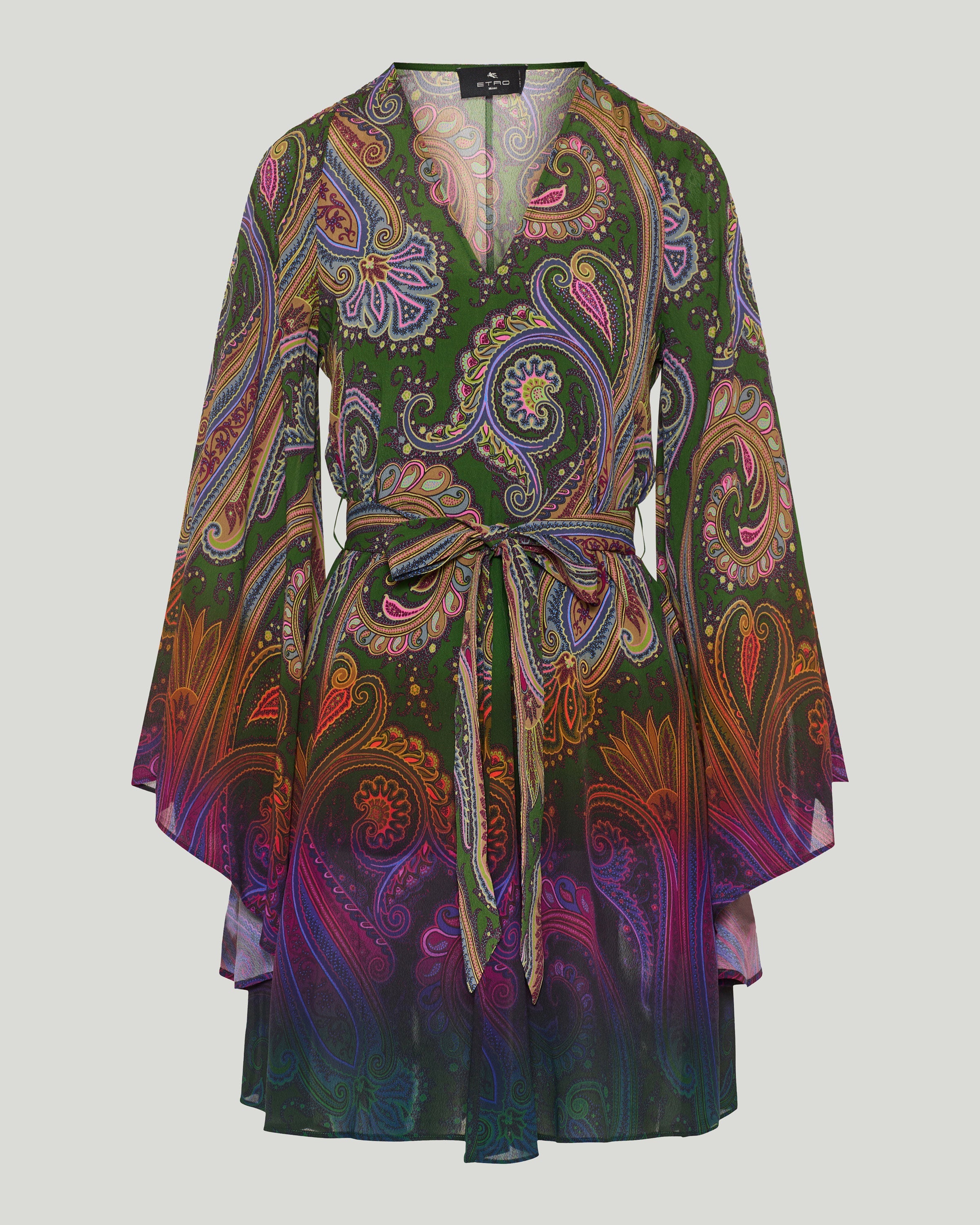 Etro Belted paisley-print jersey mini dress